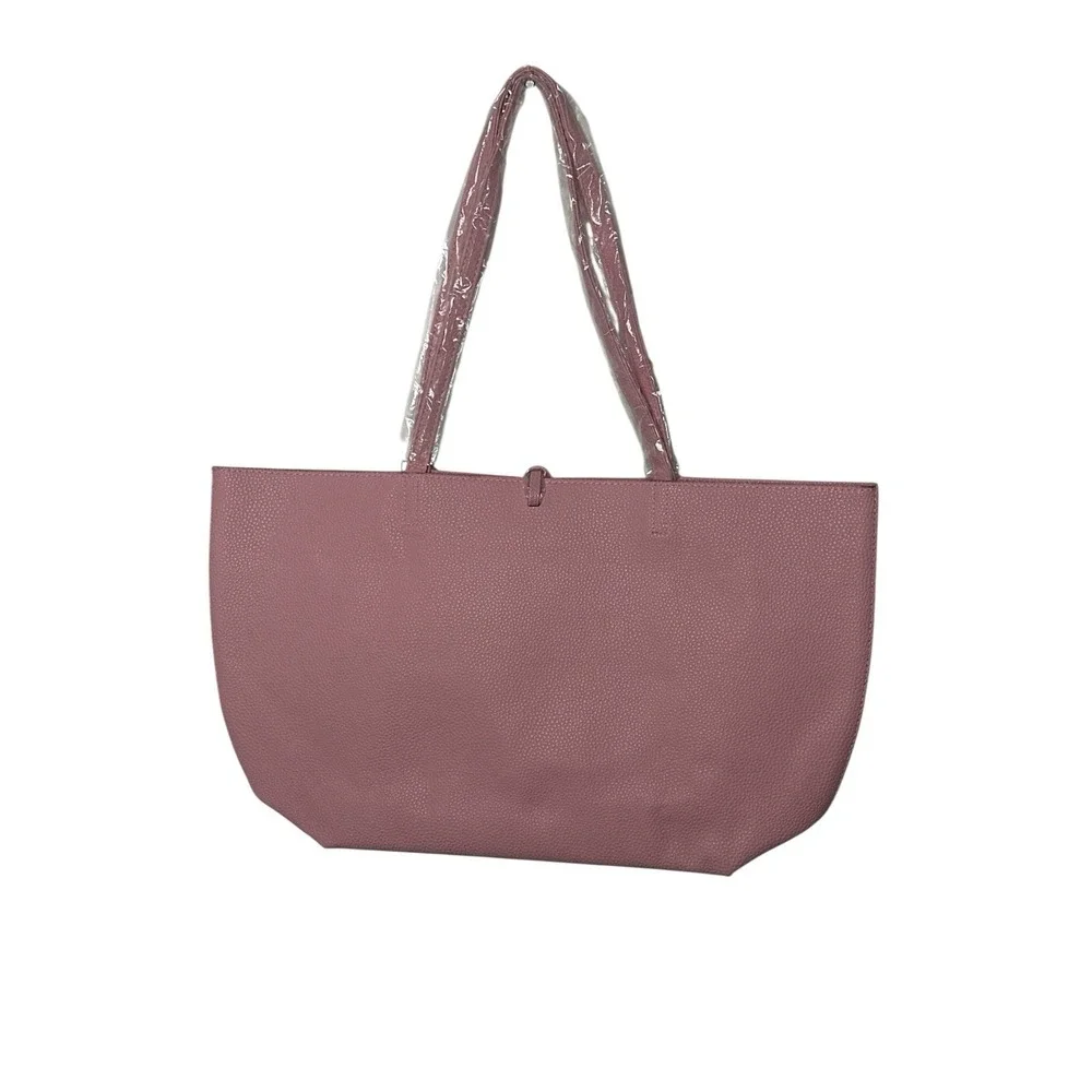 New Badgley Mischka Tote Bag Pink Large Vegan Leather Glam Designer coquette‎